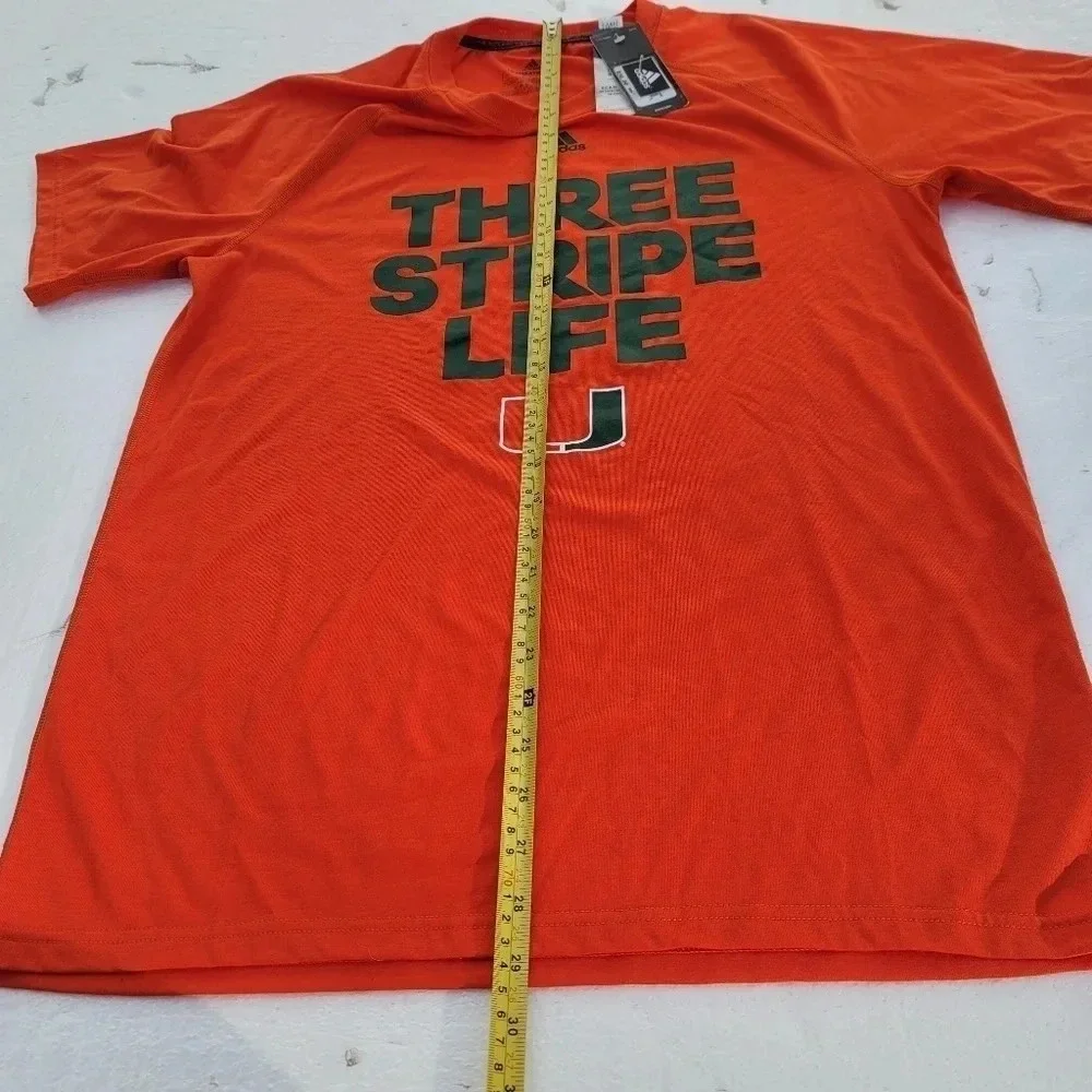 NWT Adidas The Go-To Tee University Miami Mens L Orange Short Sleeve College M